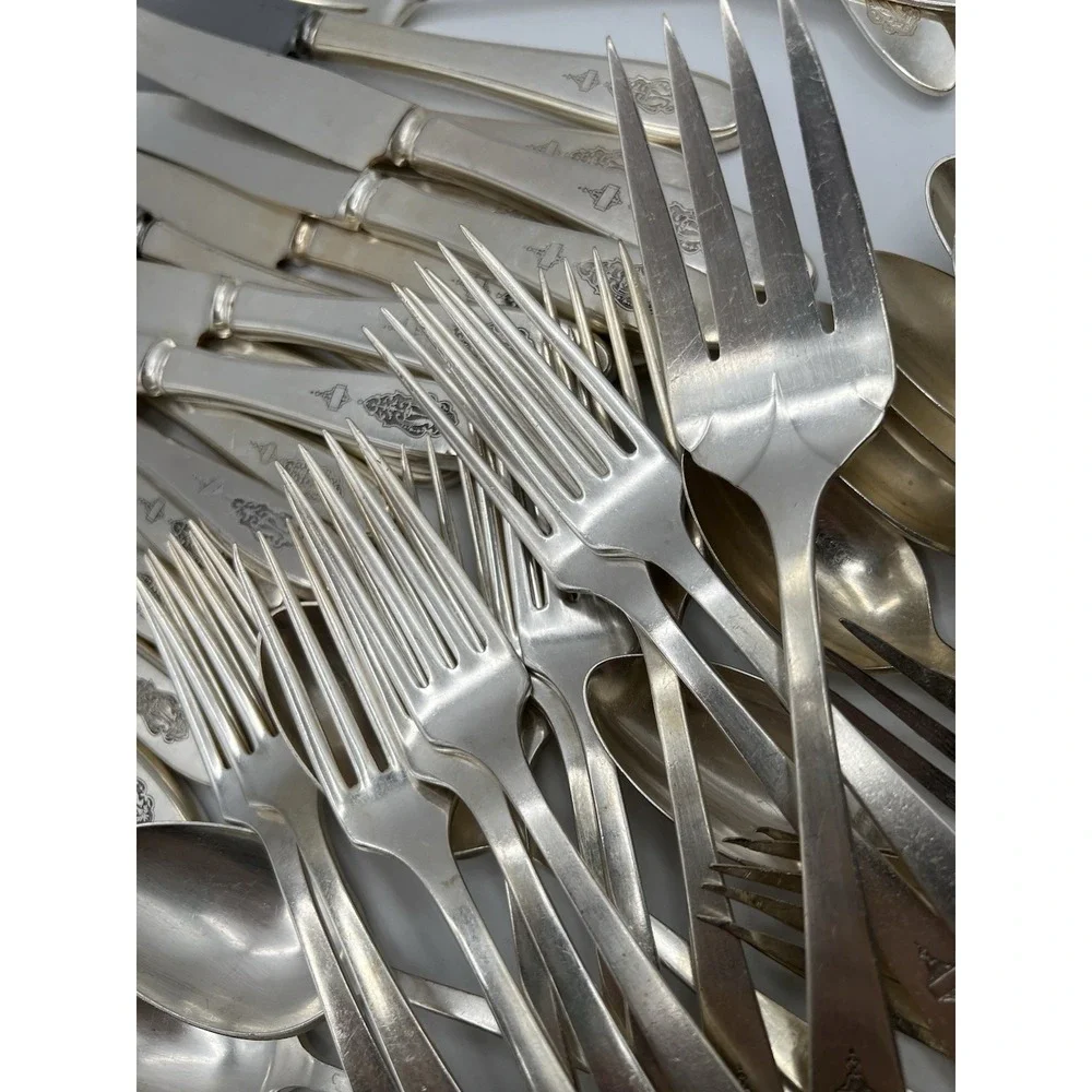 64 Pc ONEIDA BIRD of PARADISE COMMUNITY PLATE 1923 SILVERWARE Forks Knives Spoon